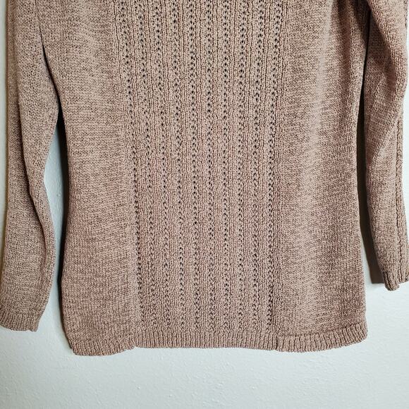 Rachel Zoe Karla 3/4 Sleeve Cable Knit Sweater Size L Tan Basic Fisherman - Picture 7 of 12